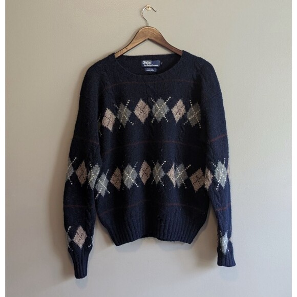 Polo Ralph Lauren Size Medium Wool Sweater For Craft Felting Project HOLES Blue - Picture 1 of 6